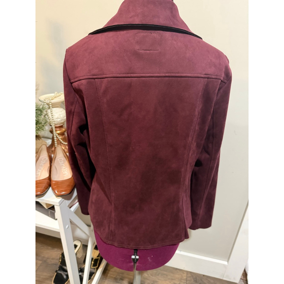 Kut From The Kloth Faux Suede Moto Jacket Blazer Large - Picture 3 of 4